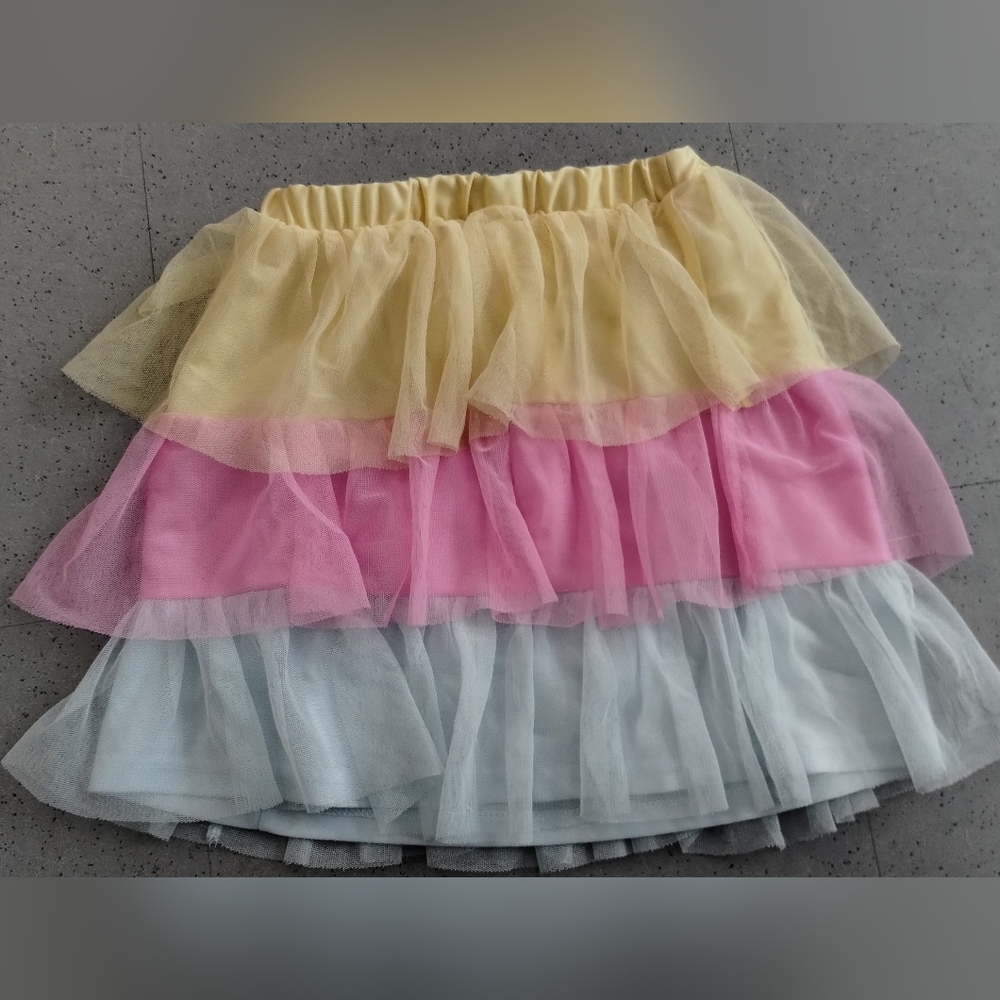 Way To Celebrate Girls Tiered Tutu Mesh Skirt, SZ girl S (6-6x) Yellow Pink Blue - Picture 3 of 16